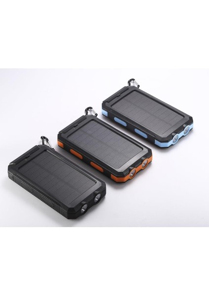 10000 Mah Güneş Enerjili Powerbank Çift USB LED Işıklı Şarj Göstergeli Taşınabilir Şarj Cihazı Y50 (Siyah)