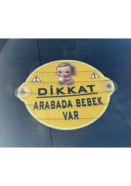 Dikkat Arabada Bebek Var Yazılı Kız Bebek Araba Cam Süsü Vantuzlu