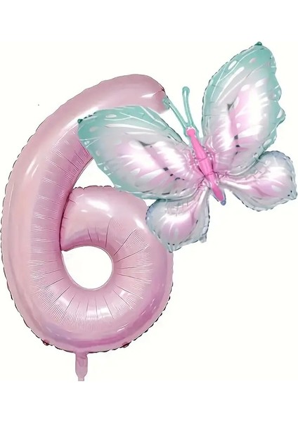 Kelebekli Rakam Folyo Balon Set