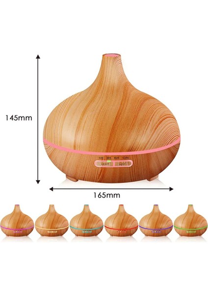 Renkli Işıklı 500ml Hava Nemlendirici ve Aroma Difüzörü, Kumandalı, Dekoratif, Ahşap fırsatları
