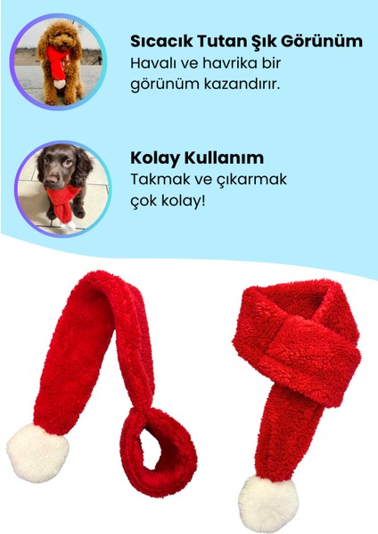 Kırmızı Renkli Köpek Atkısı S M L Beden Seçenekleri ile Yılbaşı Temalı Köpek Aksesuarı modelleri