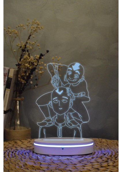 Aang ve Saitama - 3 Boyut Görünümlü 16 Renk Dekoratif Lamba 3D
