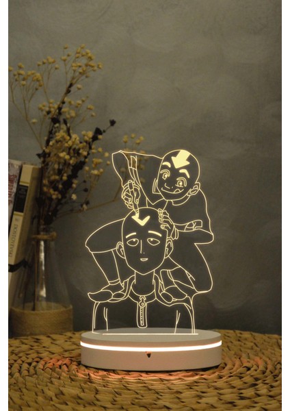 Aang ve Saitama - 3 Boyut Görünümlü 16 Renk Dekoratif Lamba 3D