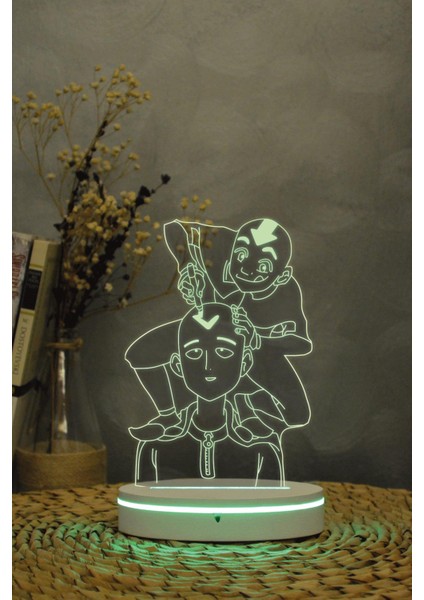 Aang ve Saitama - 3 Boyut Görünümlü 16 Renk Dekoratif Lamba 3D