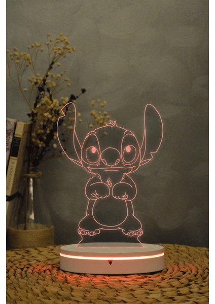 Stitch , Lilo & Stitch - 3 Boyut Görünümlü 16 Renk Dekoratif Lamba 3D