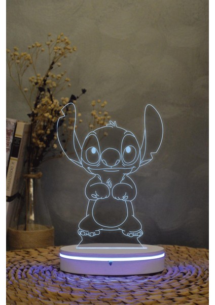 Stitch , Lilo & Stitch - 3 Boyut Görünümlü 16 Renk Dekoratif Lamba 3D