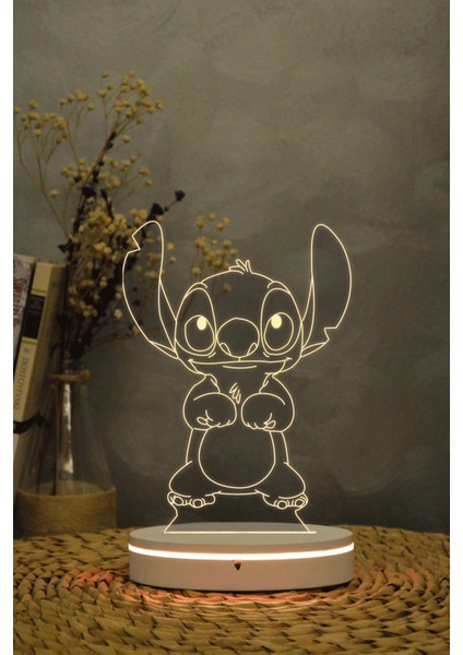 Stitch , Lilo & Stitch - 3 Boyut Görünümlü 16 Renk Dekoratif Lamba 3D