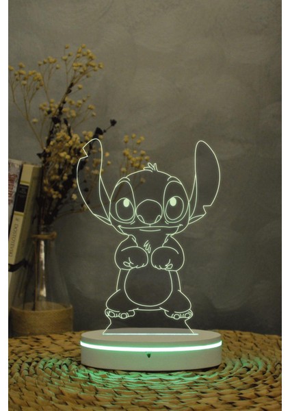 Stitch , Lilo & Stitch - 3 Boyut Görünümlü 16 Renk Dekoratif Lamba 3D