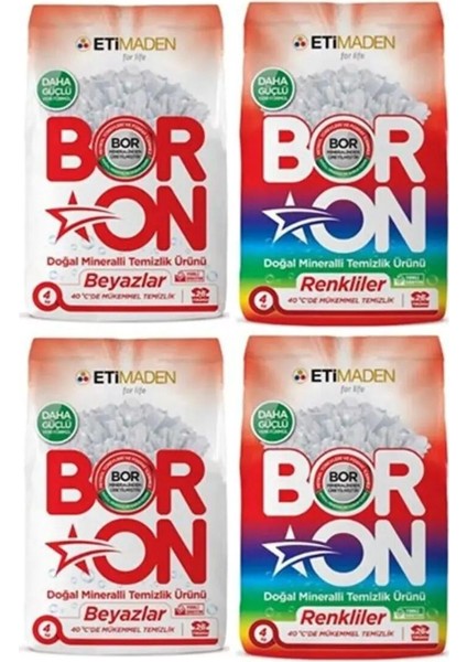 16 kg Boron Toz Deterjan Renkliler 2*4 Beyazlar Için 2*4kg