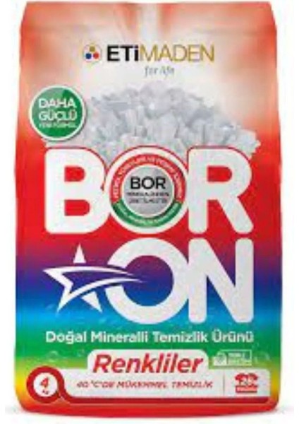 Boron Toz Çamaşır Deterjanı 4 kg Doğal Mineralli Renkliler Için 26 Yıkama