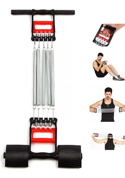 El, ayak, göğüs yayı, çelik yay, 5 kademeli ayarlanabilir spor aleti, dayanıklı, siyah