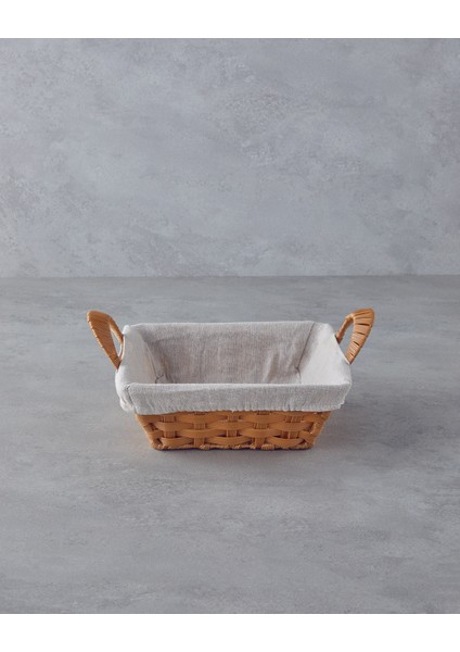 Pastoral Plastik Rattan Ekmek Sepeti 30x23x11,5 Cm Bej