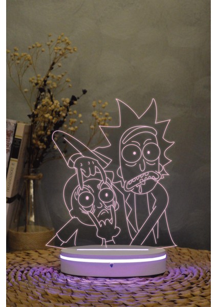 Rick And Morty - 3 Boyutlu 16 Renk Dekoratif Gece Lambası 3d