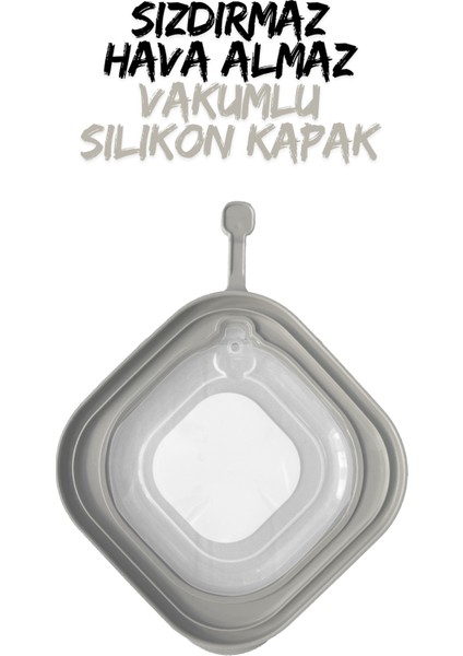 3'lü Saklama Kabı Mikrodalga Uyumlu Vakumlu Silikon Kapaklı 1800 ml Hava Geçirmez Saklama Kabı modelleri