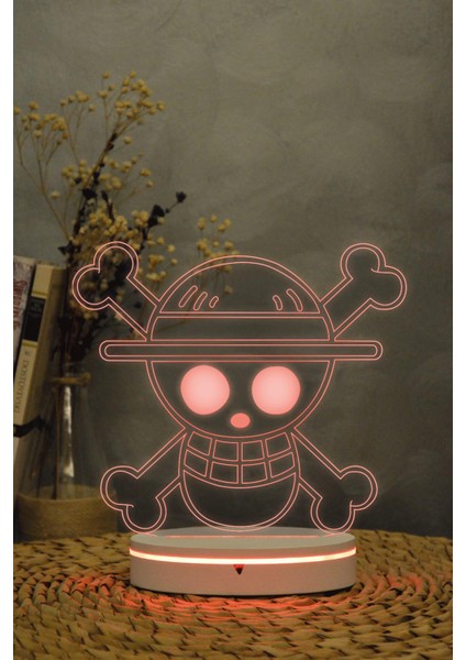 Mugiwara Bayrak , One Piece 3 Boyutlu Dekoratif Gece Lambası 3d