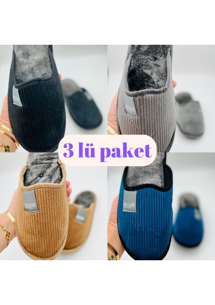 3 LÜ Unisex Önü Kapalı Terlik Kışlık Hafif Terlik Misafir Çeyiz Damat Terliği Ses Yapmaz Taban