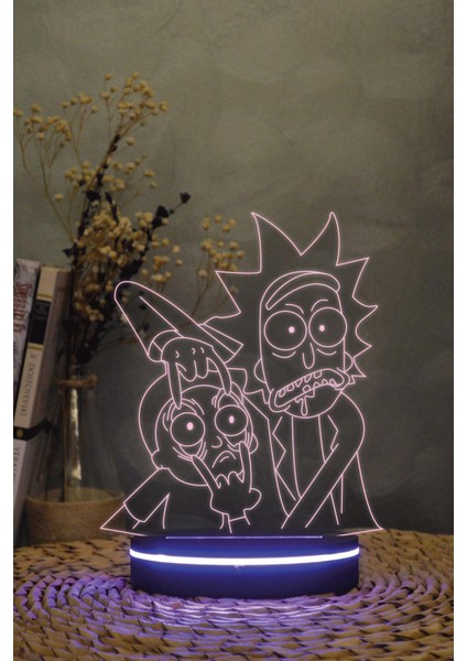 Rick And Morty - 3 Boyutlu 16 Renk Dekoratif Gece Lambası 3d