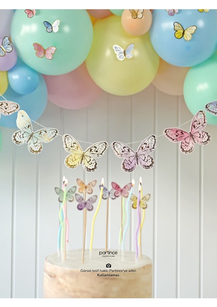 Makaron Kelebek Konseptli Doğum Günü Balon Zinciri Kiti modelleri