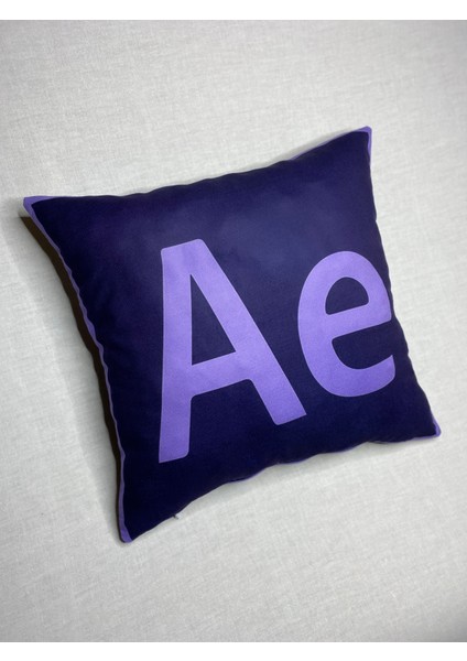 Adobe After Effects Logo Desenli Dijital Baskılı Kırlent Kılıfı ve Yastık