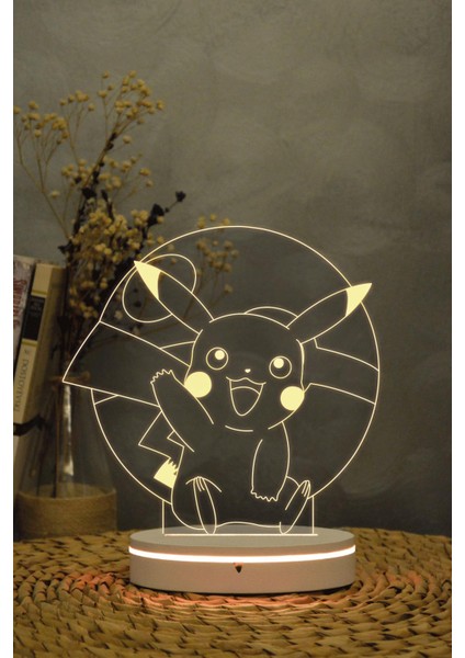 Pikachu , Pokemon - 3 Boyutlu 16 Renk Dekoratif Gece Lambası 3d