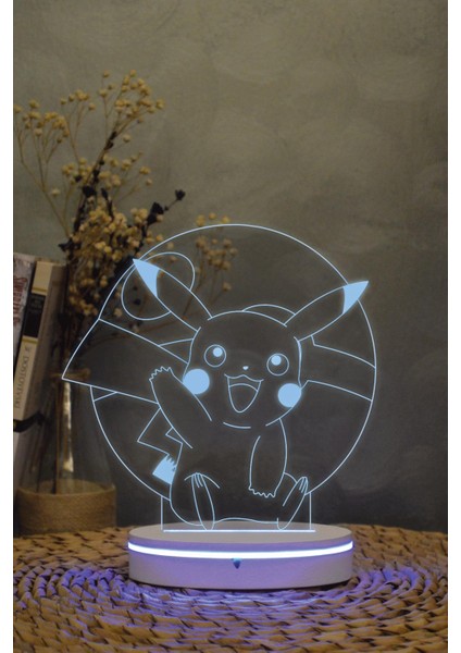 Pikachu , Pokemon - 3 Boyutlu 16 Renk Dekoratif Gece Lambası 3d modelleri