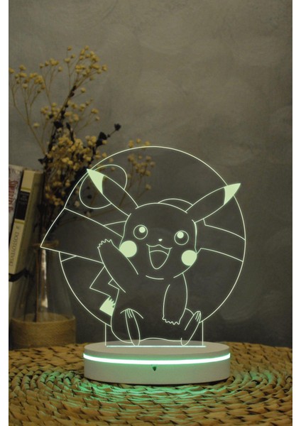 Pikachu , Pokemon - 3 Boyutlu 16 Renk Dekoratif Gece Lambası 3d indirimleri