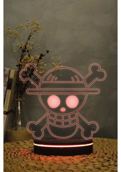 Mugiwara Bayrak , One Piece 3 Boyutlu Dekoratif Gece Lambası 3d