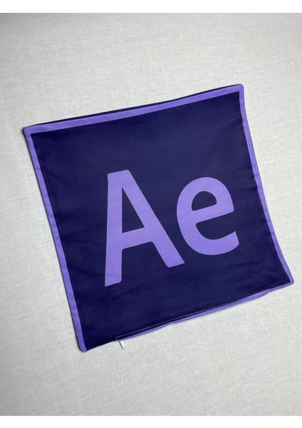 Adobe After Effects Logo Desenli Dijital Baskılı Kırlent Kılıfı ve Yastık