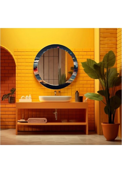 Teknoo- Dekorarif Desenli Yuvarlak Banyo-Salon Duvar Aynası 3