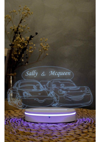 Sally Ve Mcqueen - Cars -Arabalar - 3 Boyutlu Led Lamba 16 Renk Dekoratif Anime Gece Lambası 3d fiyatları