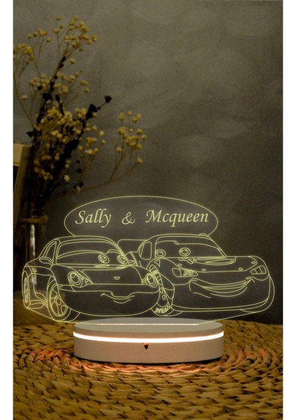 Sally Ve Mcqueen - Cars -Arabalar - 3 Boyutlu Led Lamba 16 Renk Dekoratif Anime Gece Lambası 3d fırsatları