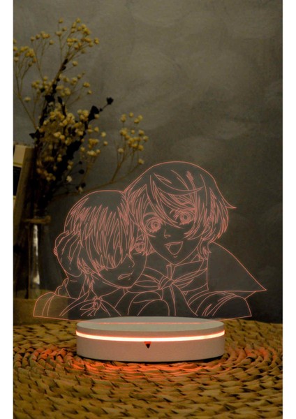 Ciel Phantomhive Ve Alois Trancy - 3 Boyutlu Led Lamba 16 Renk Dekoratif Anime Gece Lambası 3d
