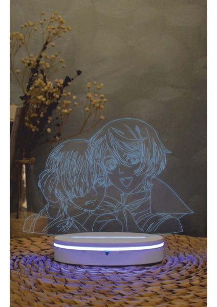 Ciel Phantomhive Ve Alois Trancy - 3 Boyutlu Led Lamba 16 Renk Dekoratif Anime Gece Lambası 3d