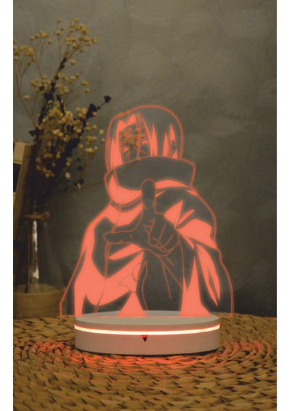 Itachi , Naruto - 3 Boyutlu Led Lamba 16 Renk Dekoratif Anime Gece Lambası 3d
