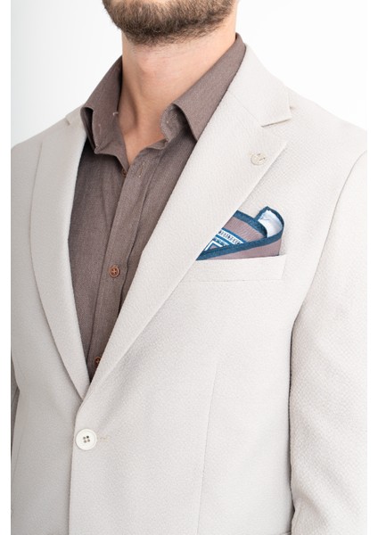 Slim Fit Takım Elbise - Bej-Kahverengi fırsatları