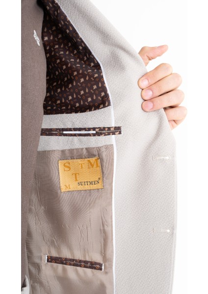 Slim Fit Takım Elbise - Bej-Kahverengi indirimleri