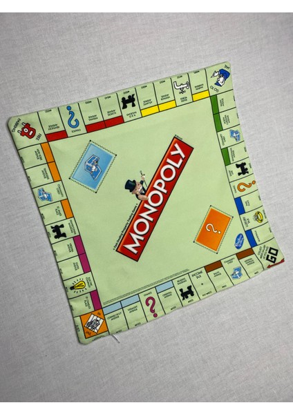 Monopoly Desenli Dijital Baskılı Kırlent Kılıfı ve Yastık