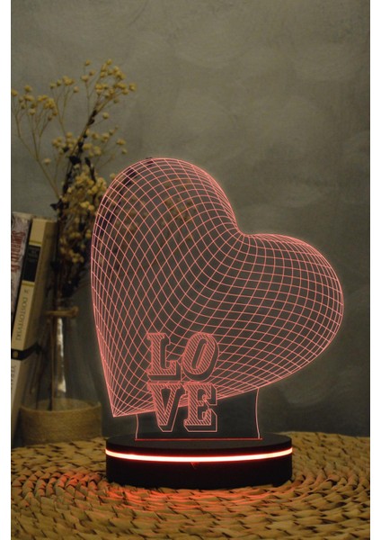Kalp Love - 3 Boyutlu Dekoratif Gece Lambası 3d