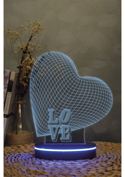 Kalp Love - 3 Boyutlu Dekoratif Gece Lambası 3d