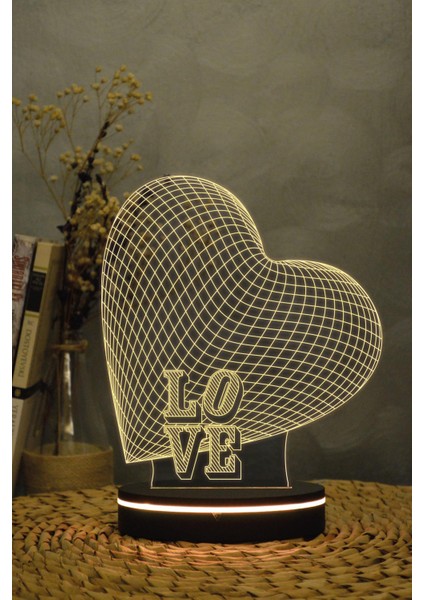 Kalp Love - 3 Boyutlu Dekoratif Gece Lambası 3d