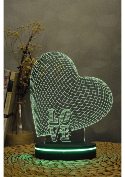 Kalp Love - 3 Boyutlu Dekoratif Gece Lambası 3d