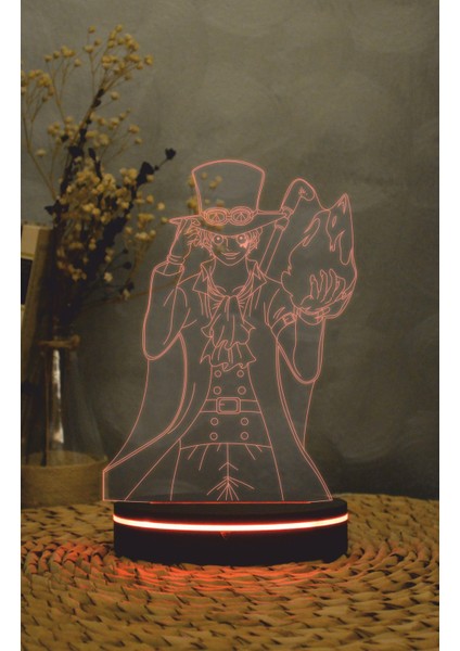 Sabo , One Piece - 3 Boyutlu Led Lamba 16 Renk Dekoratif Anime Gece Lambası 3d