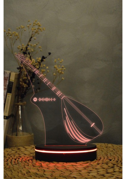 Saz - 3 Boyutlu 16 Renk Dekoratif Gece Lambası 3d