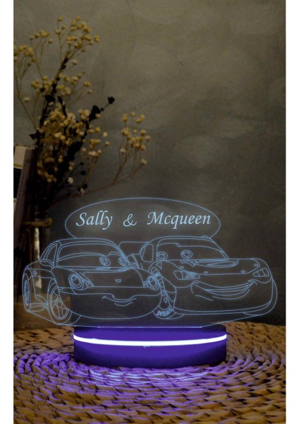 Sally Ve Mcqueen - Cars -Arabalar - 3 Boyutlu Led Lamba 16 Renk Dekoratif Anime Gece Lambası 3d fiyatları