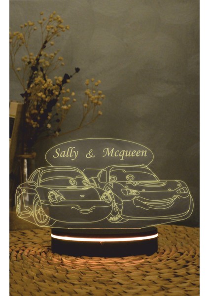 Sally Ve Mcqueen - Cars -Arabalar - 3 Boyutlu Led Lamba 16 Renk Dekoratif Anime Gece Lambası 3d fırsatları