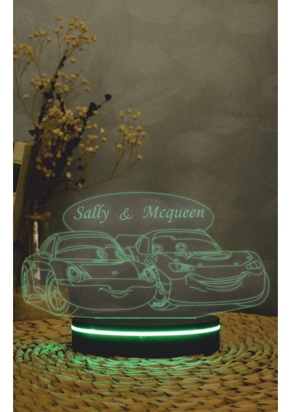 Sally Ve Mcqueen - Cars -Arabalar - 3 Boyutlu Led Lamba 16 Renk Dekoratif Anime Gece Lambası 3d indirimleri