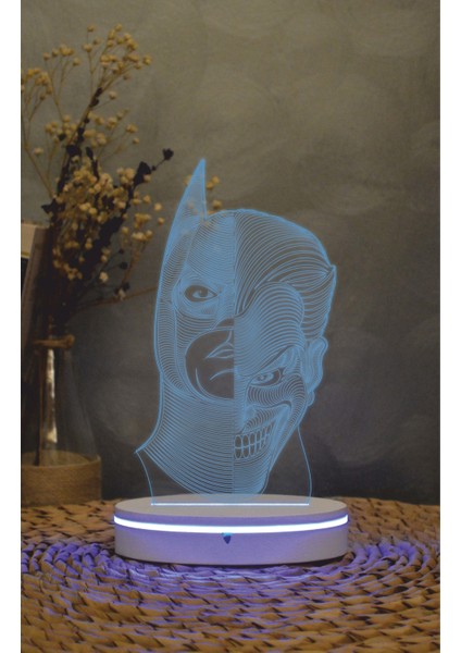 Batman Joker - 3 Boyutlu Led Lamba 16 Renk Dekoratif Anime Gece Lambası 3d