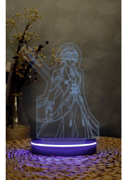 Zhongli, Genshin Impact - 3 Boyutlu Led Lamba 16 Renk Dekoratif Anime Gece Lambası 3d fiyatları
