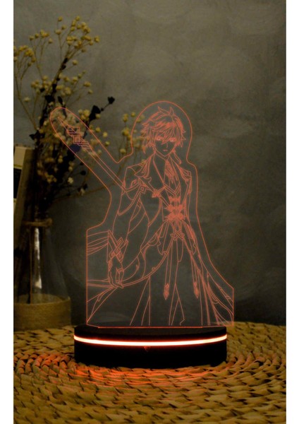 Zhongli, Genshin Impact - 3 Boyutlu Led Lamba 16 Renk Dekoratif Anime Gece Lambası 3d fırsatları