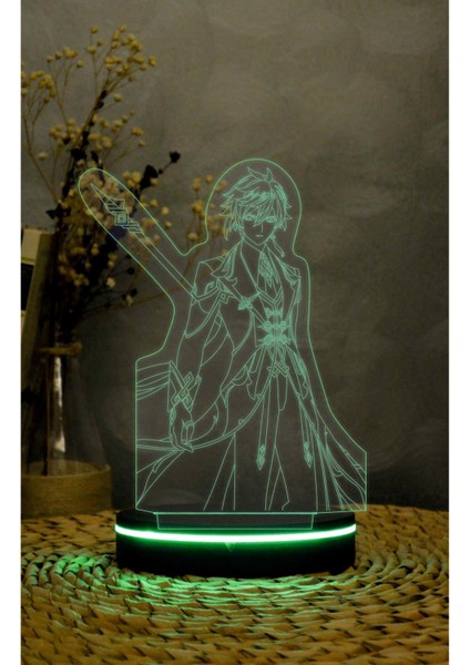 Zhongli, Genshin Impact - 3 Boyutlu Led Lamba 16 Renk Dekoratif Anime Gece Lambası 3d indirimleri